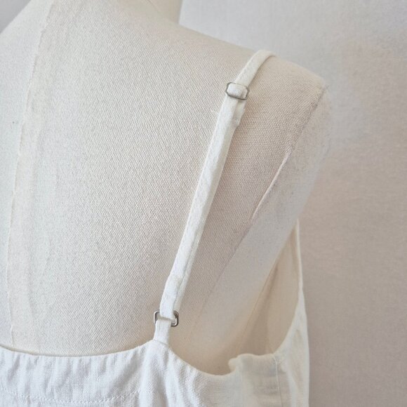 EILEEN FISHER White Linen Tank Sun Dress Pocket V-Neck Adjustable Straps - Picture 5 of 12